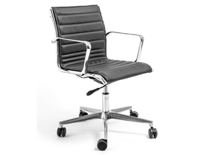 LOUISIANA - Leather office chair with armrests with 5-Spoke base _ AP Factor